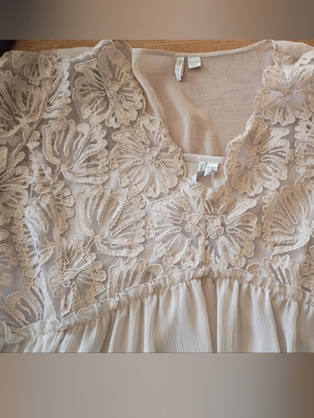 Cato Cream Lace Yoke Pleated Peasant Blouse - Picture 8 of 9